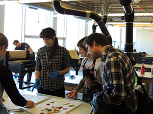 Printmaking students