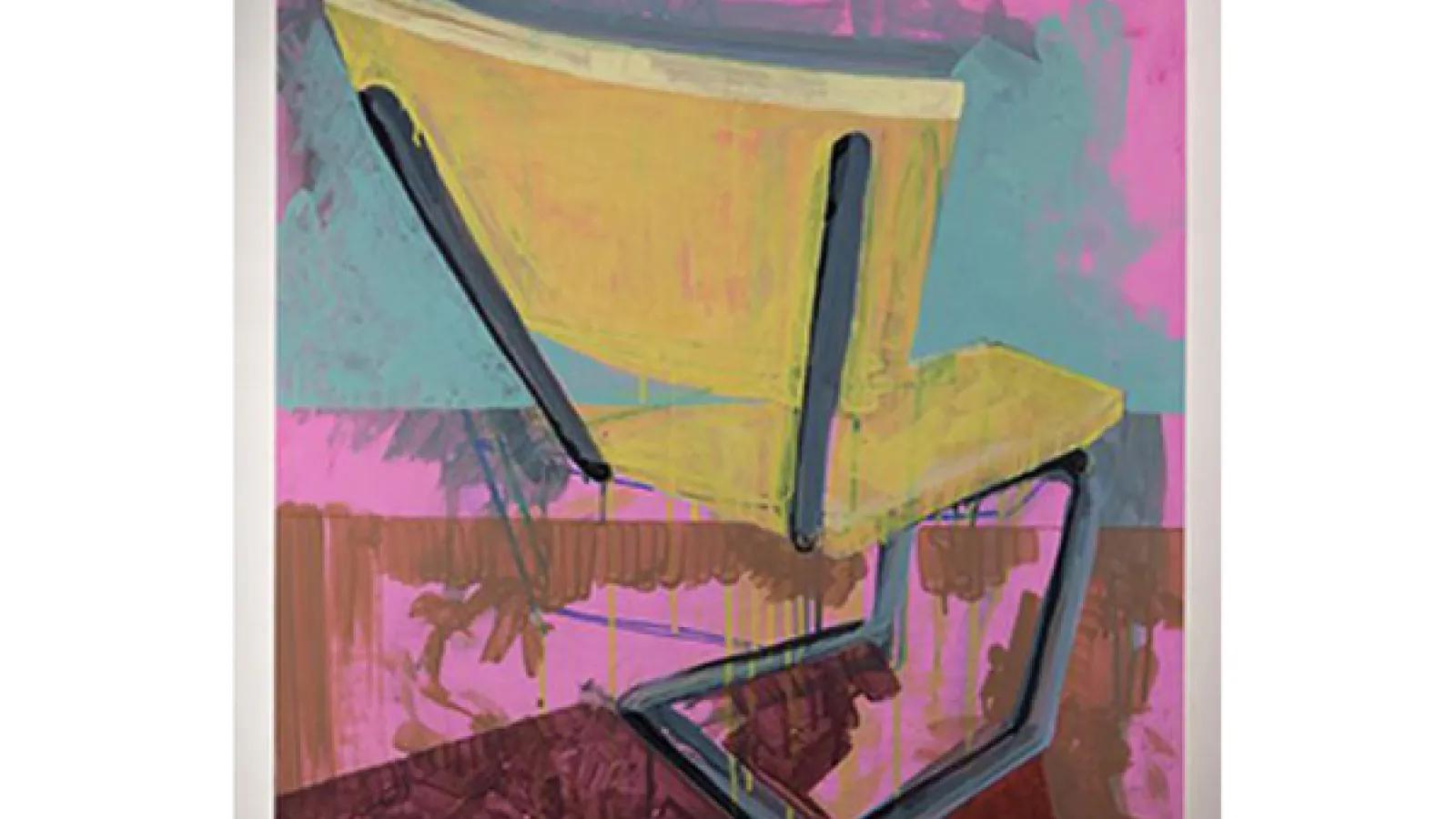 a painting of the back of a yellow chair