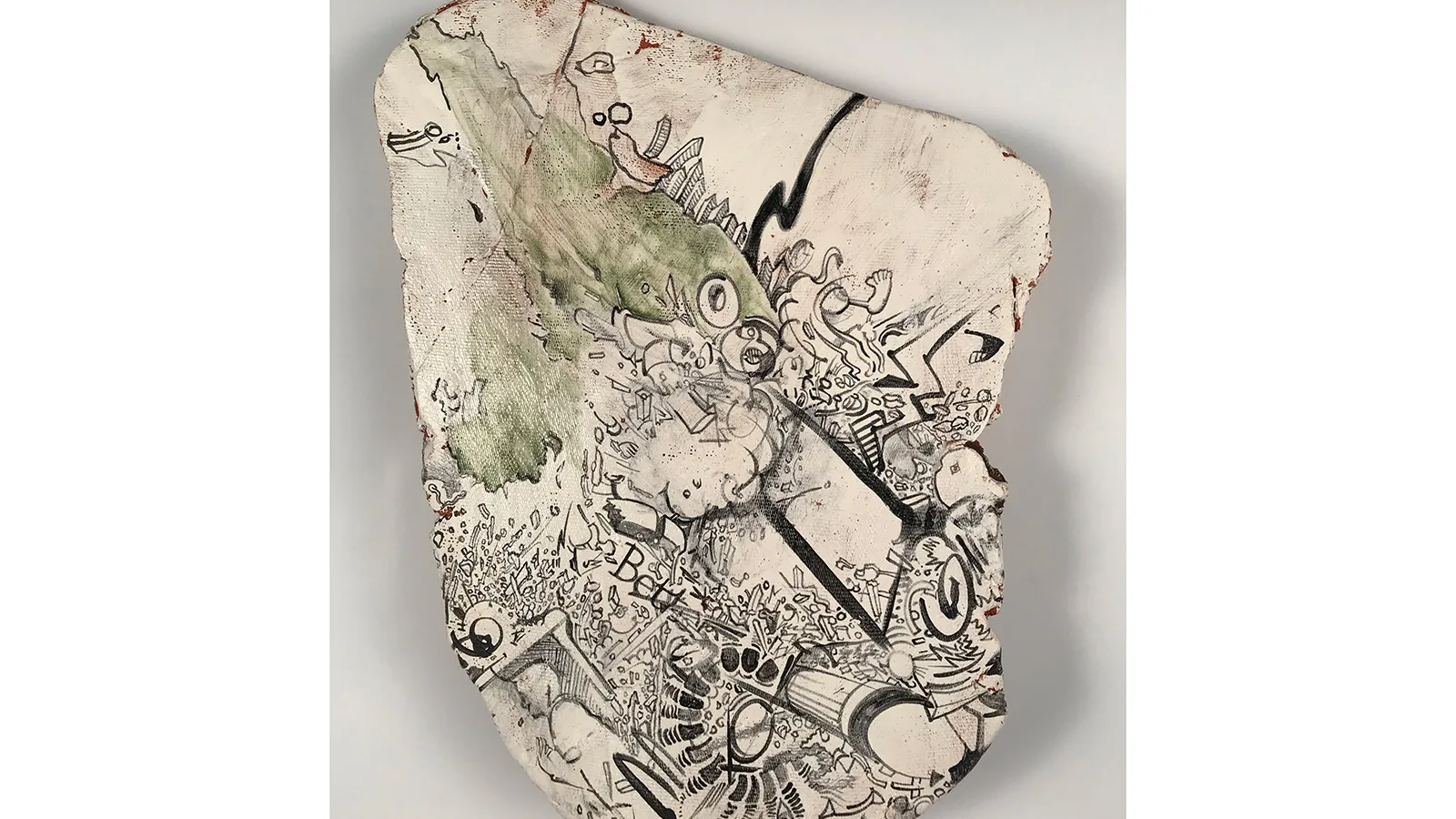 drawing on ceramic piece