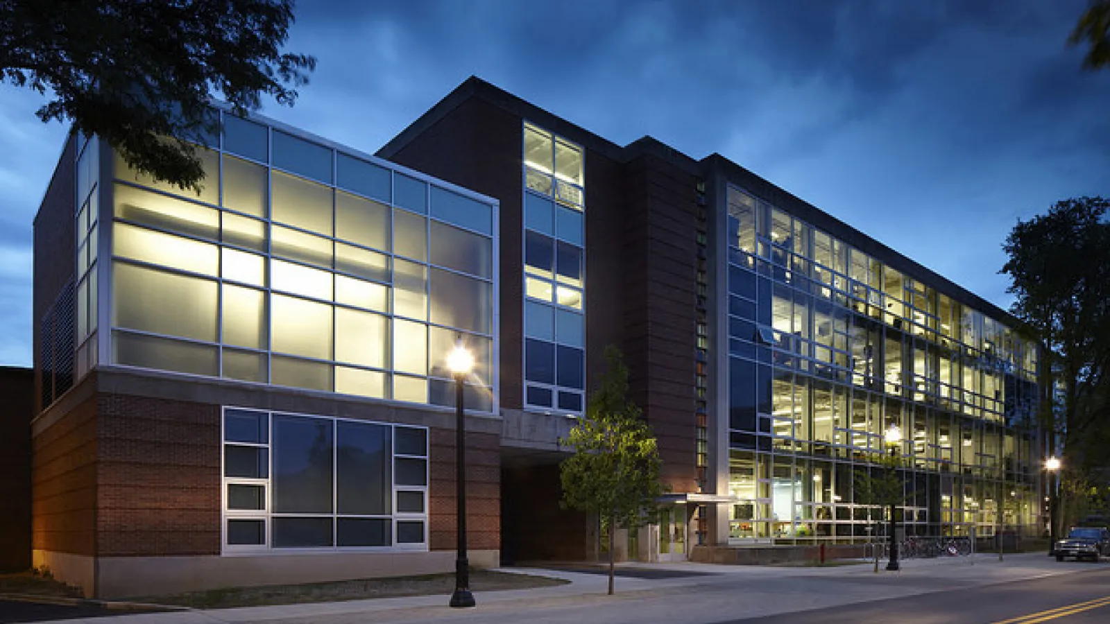 Hopkins hall at night