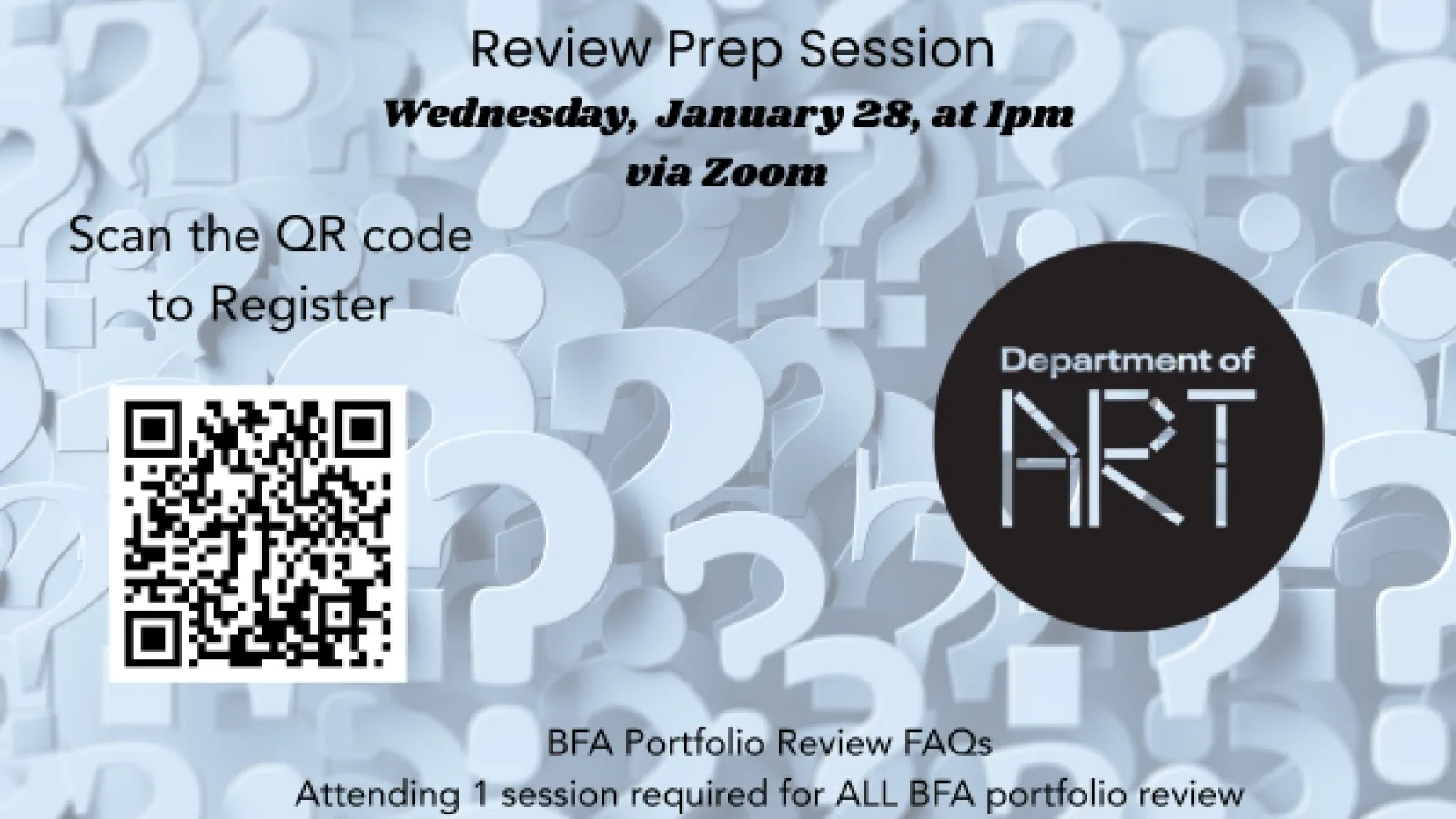 Virtual BFA info session on Jan 28 at 1pm 