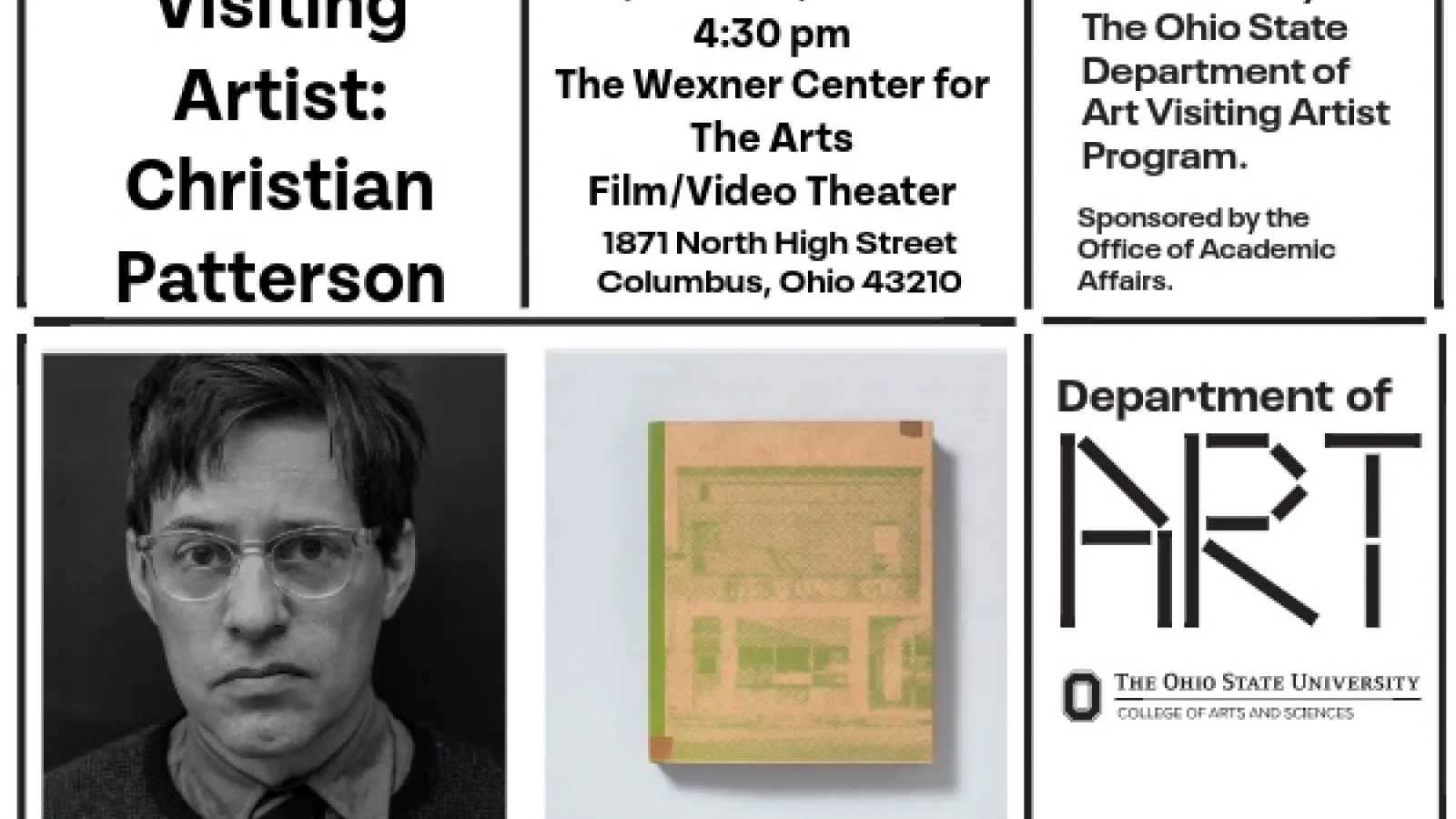 visiting artist photo of Christian Patterson a person with classes and dark hair
