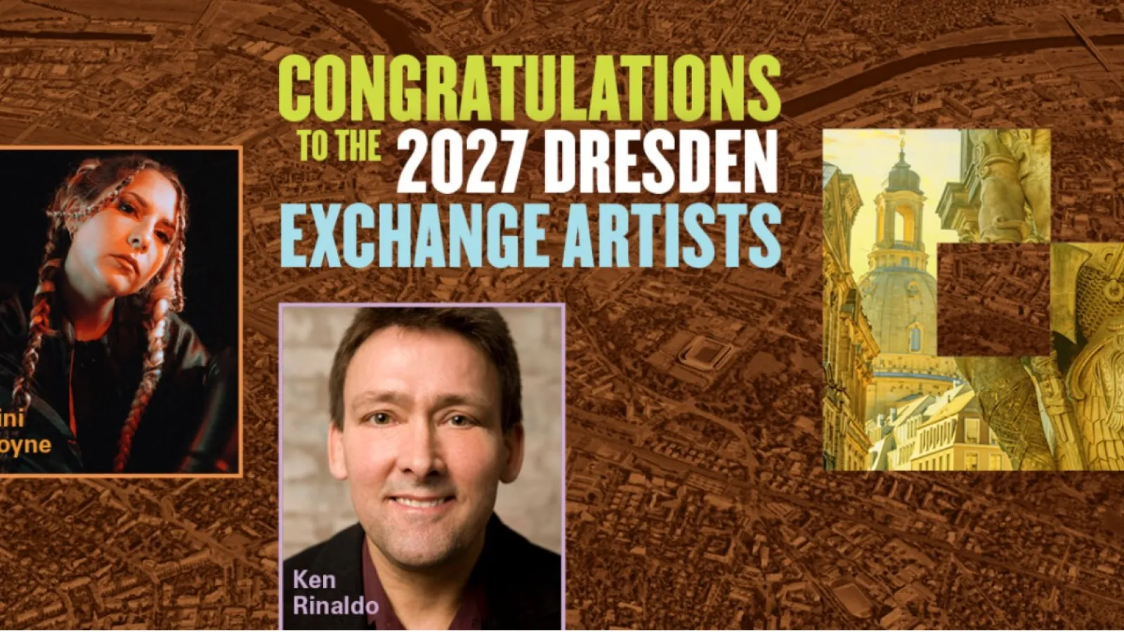 announcement 2027 Dresden exchange artists, Kini Coyne and Ken Rinaldo