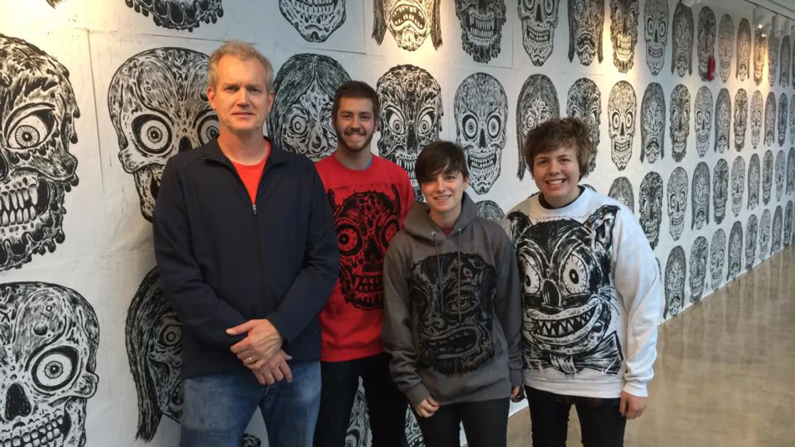 Visiting Artist Bill Fick with his Print Installation
