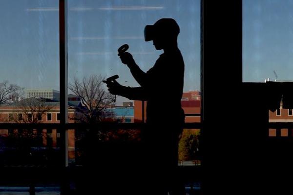 Student using VR equipment