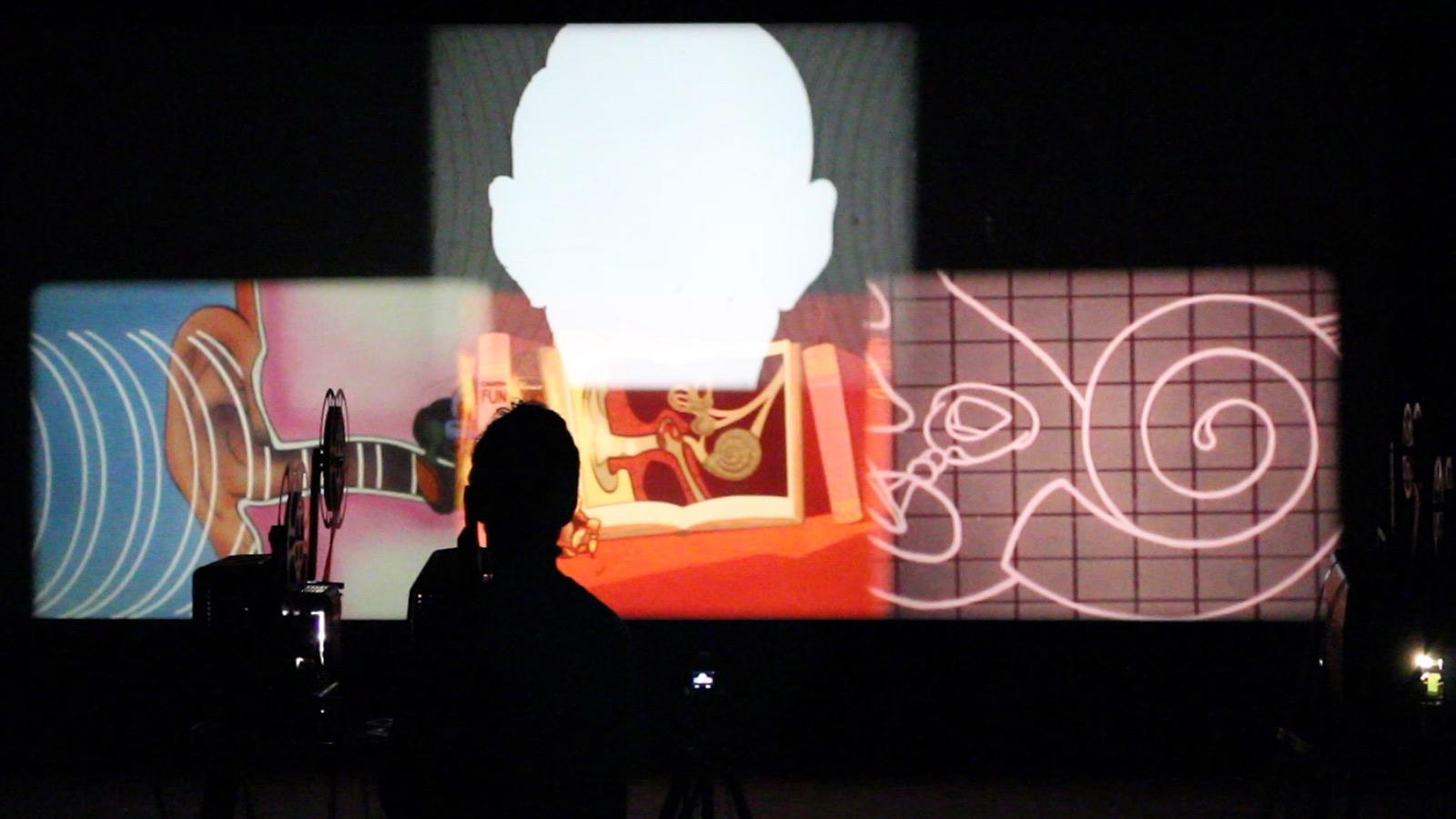 Still of Roger Beebe's multi-projected images