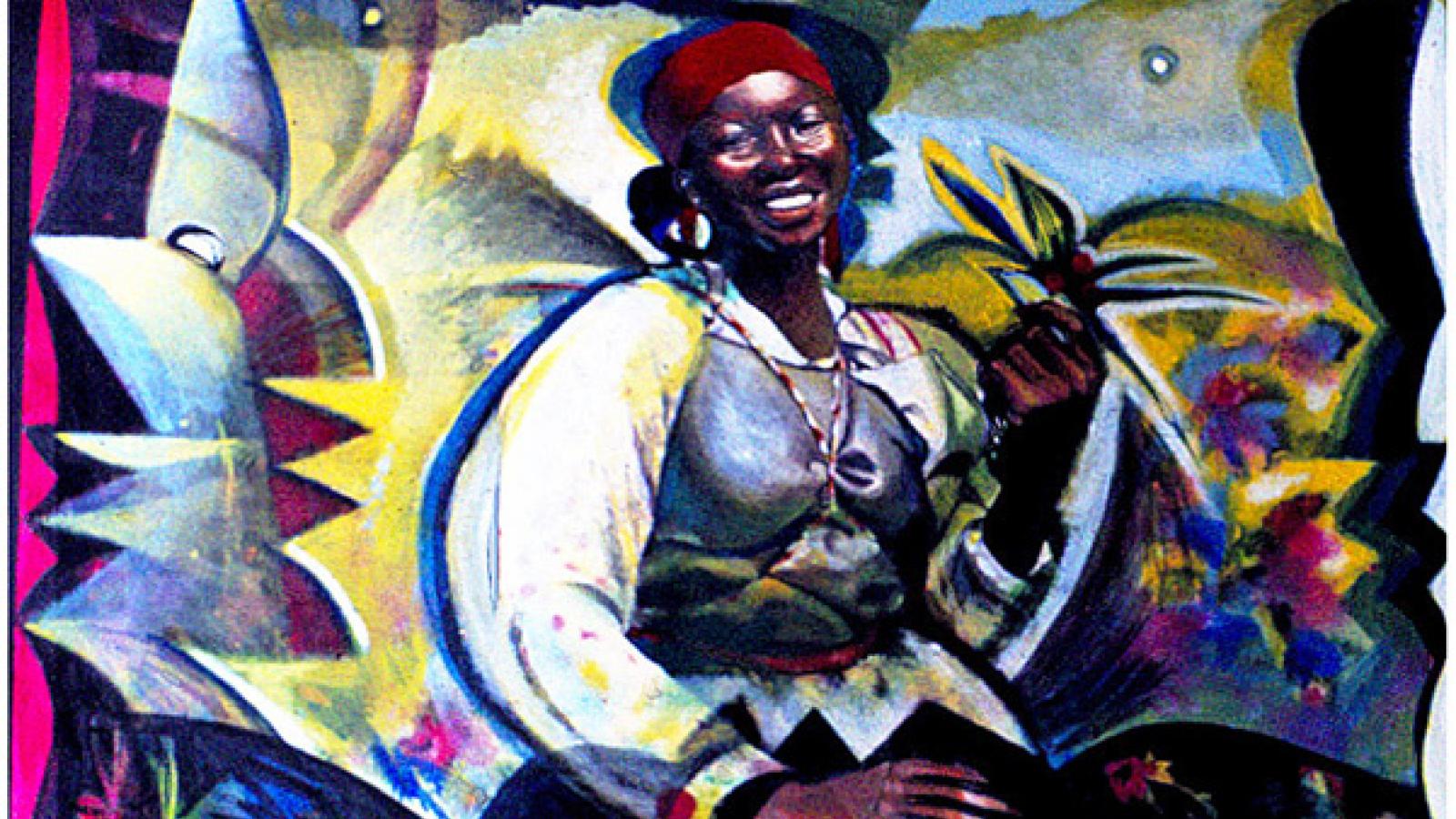Colorful painting of African woman
