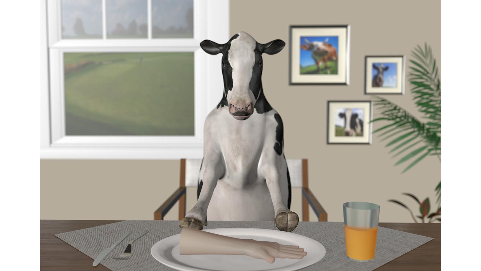 image of cow at table