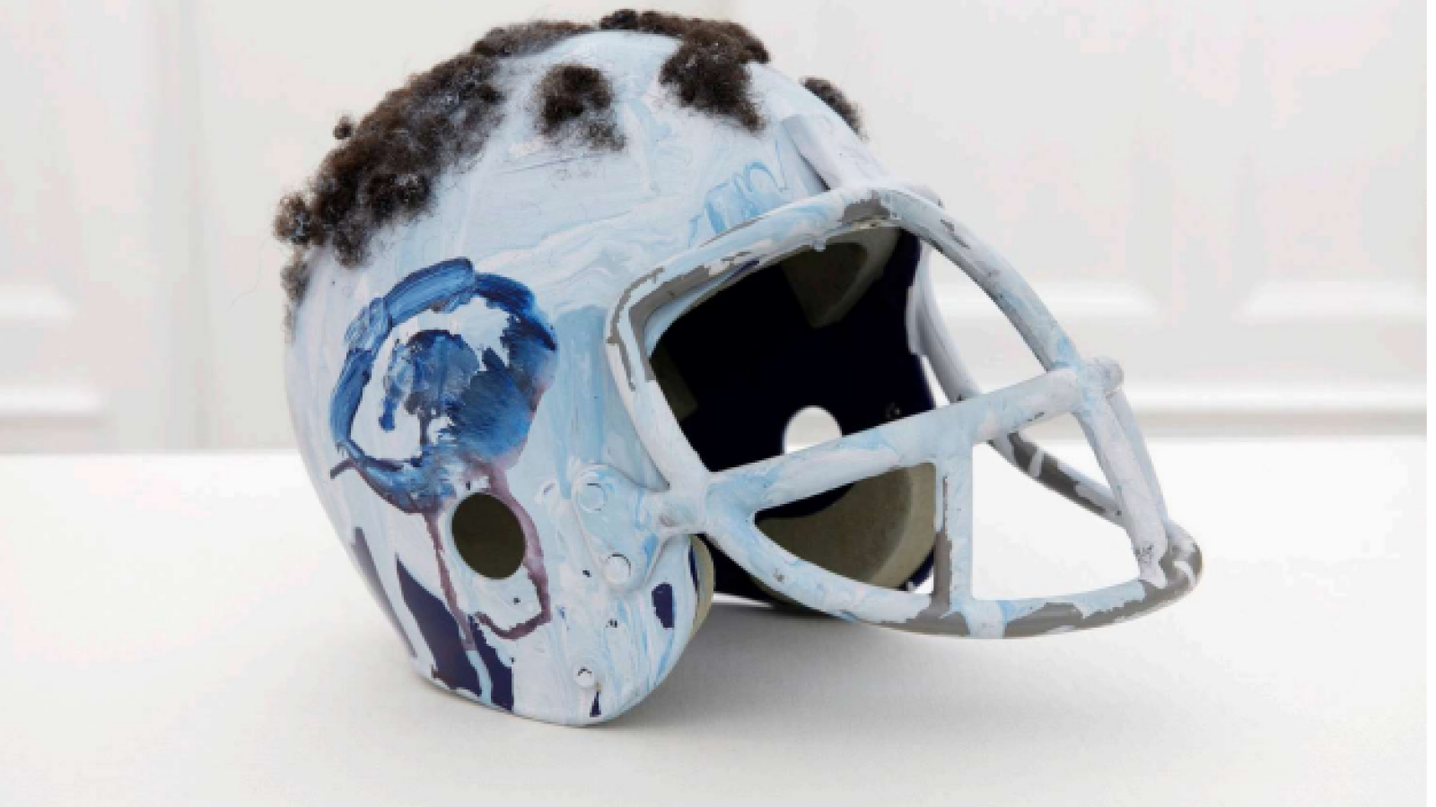 football helmet with hair