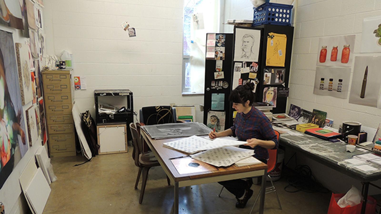 Printmaking graduate student studio